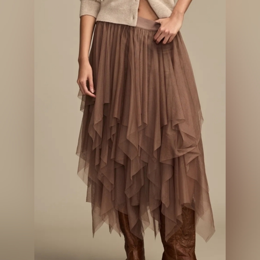 Lucky Brand Ruffle Tiered Mesh Skirt - Picture 3 of 8
